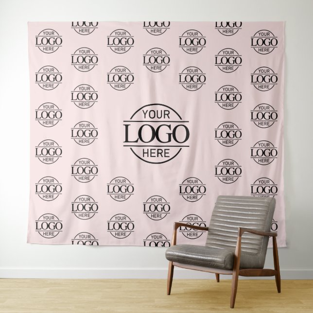 Pink Business Logo Step & Repeat Backdrop Banner Tapestry (In Situ (Horizontal))