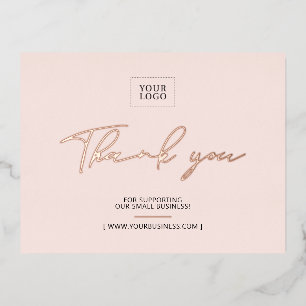 Pink Business Logo Thank you Package Insert Foil Invitation Postcard