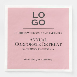 Pink Business or Corporate Event Custom Logo  Napkin