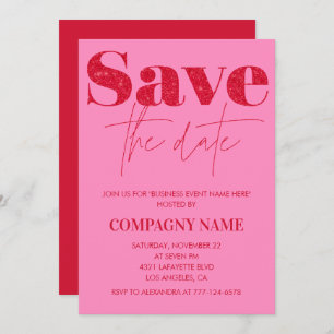 Pink Business party invite Save the date