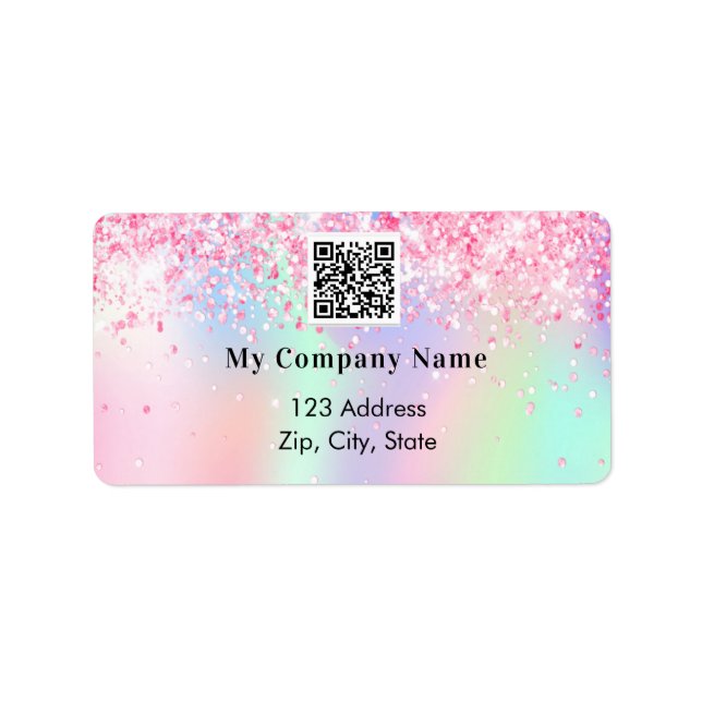 Pink business qr code return address label (Front)