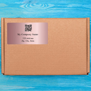 Pink business qr code return address shipping