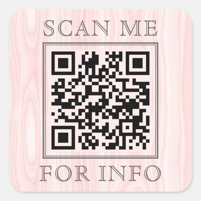 Pink Business QR Code Scan Me Square Sticker (Front)