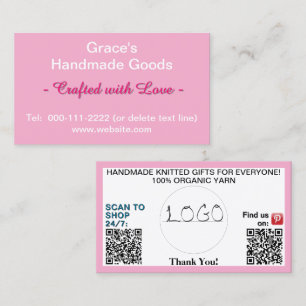 Pink Business QR Codes Logo 3.5 x 2.0 Card