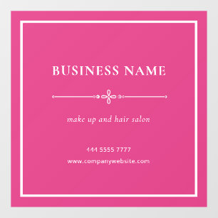 Pink Business Salon Name White Frame Window Cling