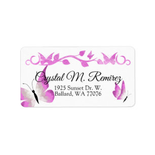 Pink Butterflies Address Labels