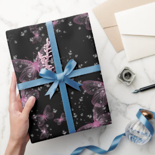 Pink Butterflies and Bubbles Wrapping Paper