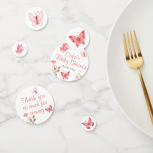Pink Butterflies and Flowers Baby Shower Confetti