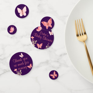 Pink Butterflies and Flowers Purple Baby Shower Confetti