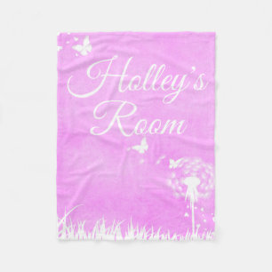 Pink Butterflies and Hearts Personalised Fleece Blanket