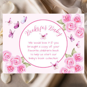 Pink Butterflies Books For Baby Enclosure Card