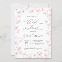 Pink Butterflies Bridal Shower Invitation
