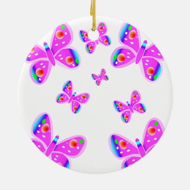 Pink Butterflies Christmas Ornament (Back)