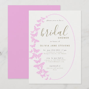 Pink Butterflies Elegant Boho Frame Bridal Shower Invitation