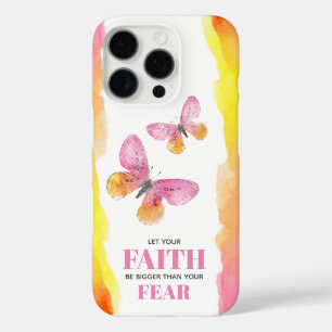 Pink Butterflies Faith Over Fear iPhone 16 Pro Case