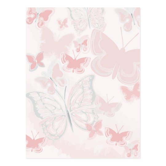 Pink Butterflies Flying Butterfly Watercolor Postcard