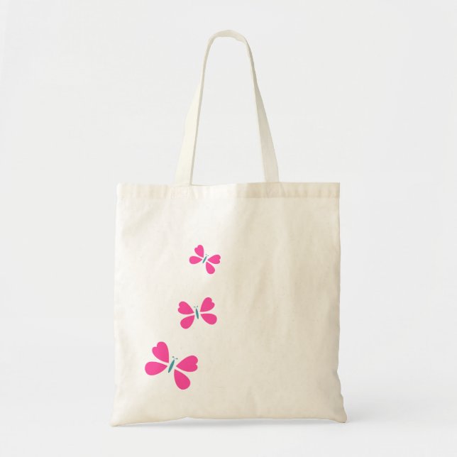 Pink Butterflies Flying Tote Bag (Front)