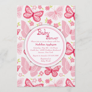 Pink Butterflies Invitation