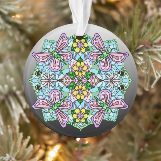 Pink Butterflies Mandala Christmas    Ornament (Tree)