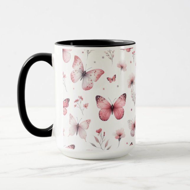 Pink Butterflies  Mug (Left)