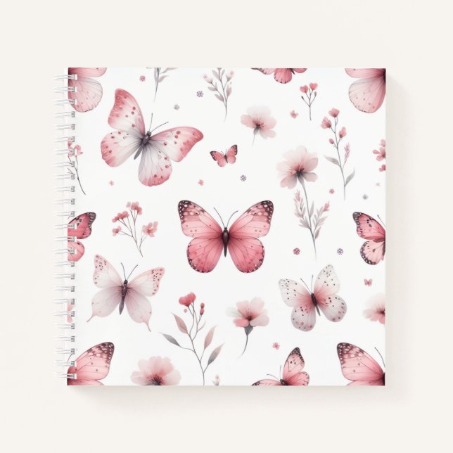 Pink Butterflies  Notebook (Front)