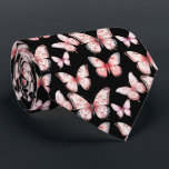 Pink Butterflies on Black Neck Tie<br><div class="desc">Make a bold statement with this striking Pink Butterfly on Black Background Necktie. Featuring a vivid pink butterfly set against a deep black backdrop, this tie combines elegance with a modern edge. The contrast of colours creates a sleek, eye-catching design perfect for formal events, weddings, or anyone looking to stand...</div>