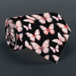 Pink Butterflies on Black Neck Tie<br><div class="desc">Make a bold statement with this striking Pink Butterfly on Black Background Necktie. Featuring a vivid pink butterfly set against a deep black backdrop, this tie combines elegance with a modern edge. The contrast of colours creates a sleek, eye-catching design perfect for formal events, weddings, or anyone looking to stand...</div>