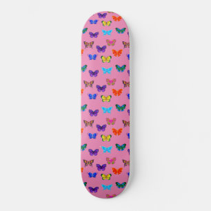 Pink Butterflies Pattern Skateboard