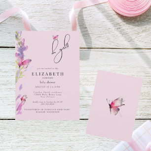 Pink Butterflies Pink Oh Girl Baby Shower Invitation