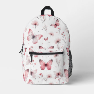 Pink Butterflies Printed Backpack