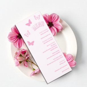 Pink Butterflies Quinceanera Menu