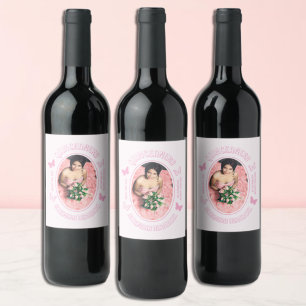 Pink Butterflies Quinceanera Wine Label