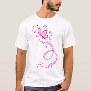 Pink Butterflies Ribbon Breast Cancer Awareness T-Shirt
