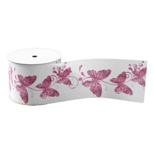 Pink Butterflies Ribbon Spool Grosgrain Ribbon