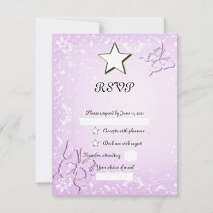 Pink butterflies RSVP card