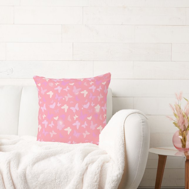 Pink Butterflies Seamless Pattern Cushion (Couch)