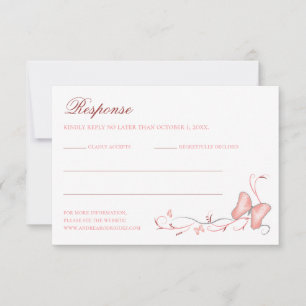Pink Butterflies & Swirls Quinceanera RSVP Card