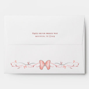 Pink Butterflies & Swirls White Envelope