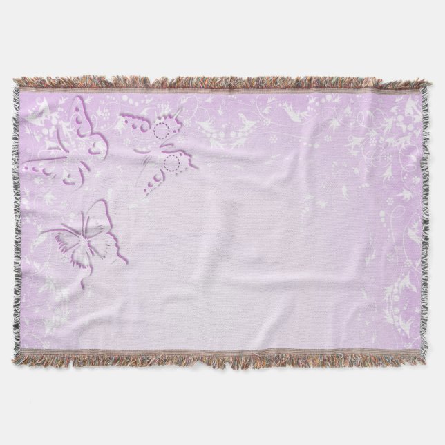Pink butterflies throw blanket (Front)