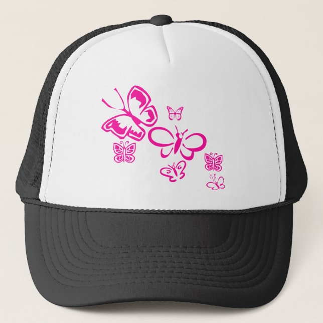 Pink Butterflies Trucker Hat (Front)