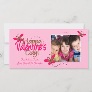 PINK Butterflies Valentine's Day Holiday Card