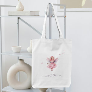 Pink Butterflies Whimsical Fairy Name  Tote Bag
