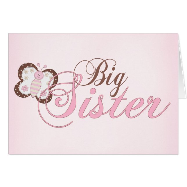 Pink Butterfly 2 Big Sister Blank Card (Front Horizontal)