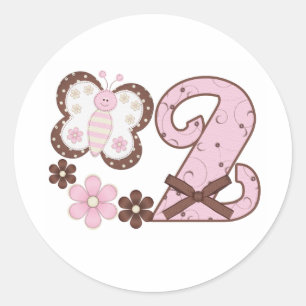 Pink Butterfly 2nd Birthday Classic Round Sticker