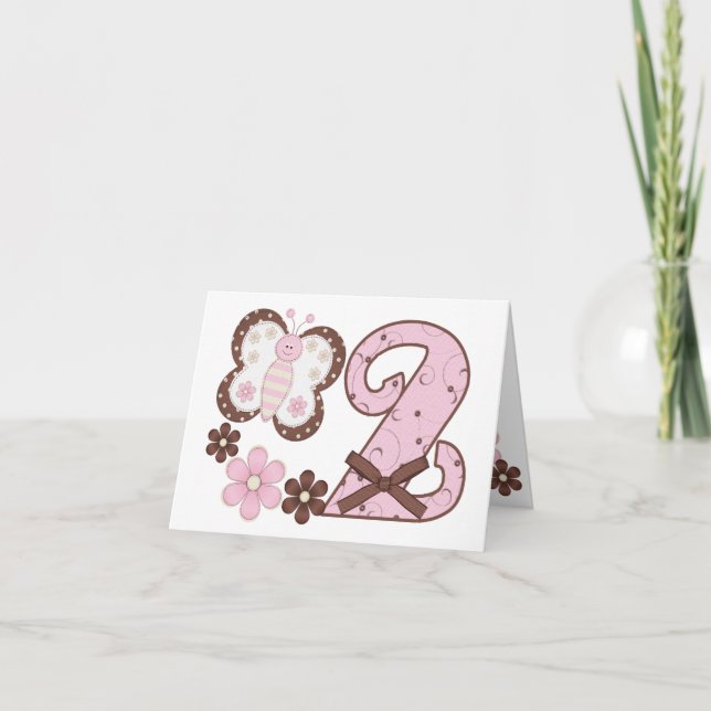 Pink Butterfly 2nd Birthday Fill-in Invitations (Front)