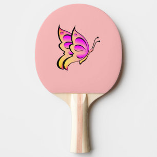 pink butterfly - add name ping pong paddle