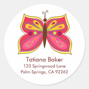 Pink Butterfly Address Labels