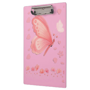 ​Pink Butterfly and Hearts Cute Photo Notebook  Clipboard