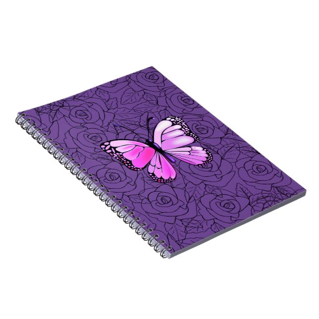 Pink Butterfly And Roses Art  - Notebook (Right Side)