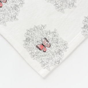 Pink Butterfly And Roses Fleece Blanket Your Colou